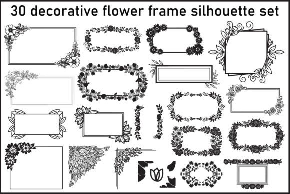 30 Decorative Flower Frame Silhouette Graphics