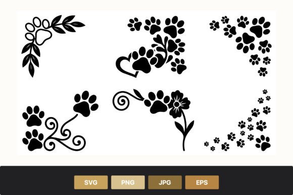 Black Paw Print Decorative Frames: Graphics for Local Branding