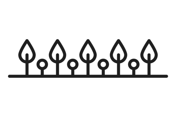 Black Trees in Row in Decorative Style: Graphics for Editorial Excellence