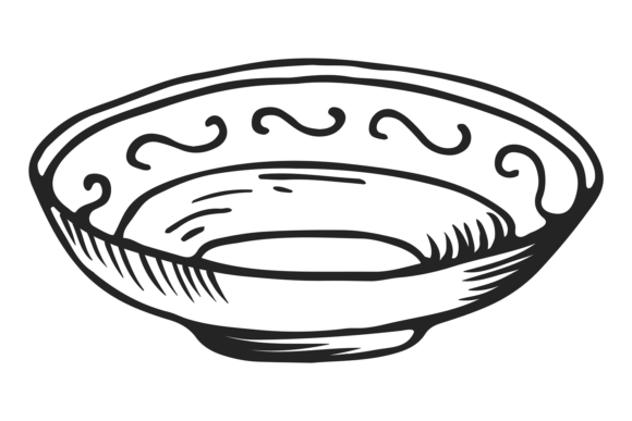 Bowl Icon. Decorative Dish with Ornament