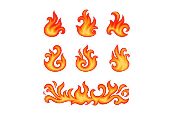 Bright Decorative Ornamental Flame Icons