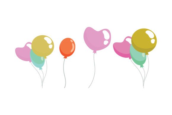 Colorful Decorative Love Balloons Graphics and Illustrations