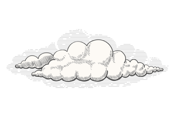 Decorative Cloud Drawing. Outdoor Nature Graphics