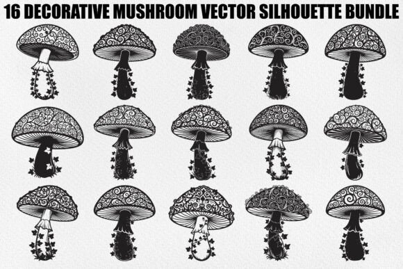 Decorative Mushroom Design Bundle: Graphics for Creative Projects