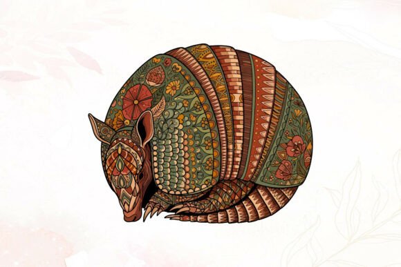 Decorative Patterned Armadillo Art: Graphics & Illustrations