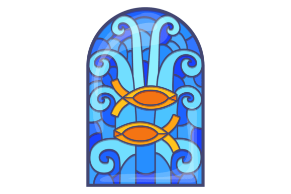 Decorative Stained Glass in Marine Style