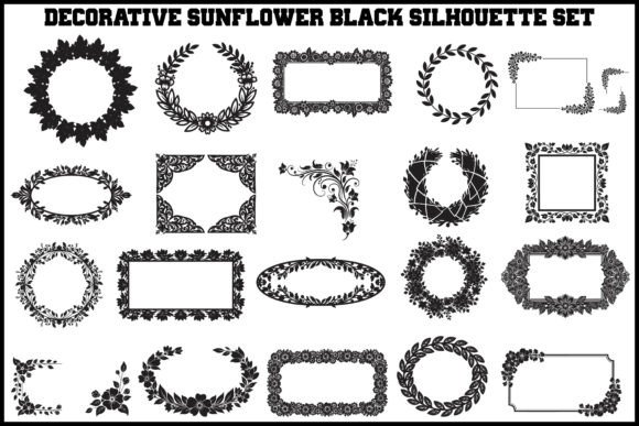 Decorative Sunflower Black Silhouette Graphics