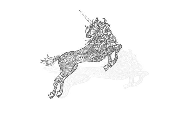 Decorative Unicorn with Zetangle Art Graphics