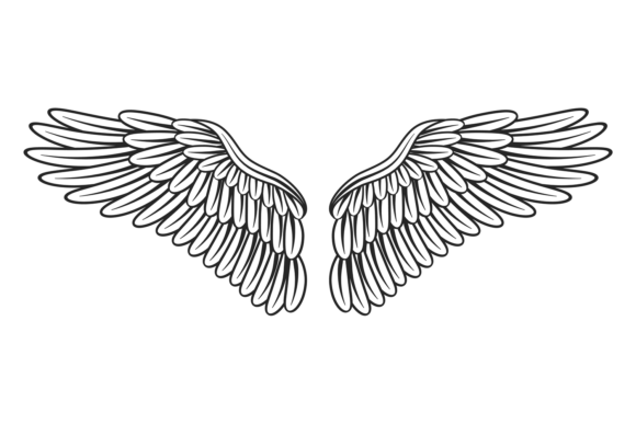 Flight Decorative Emblem. Hawk Wings Bla