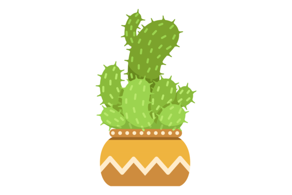 Green Cacti in Ceramic Pot. Decorative H Graphics