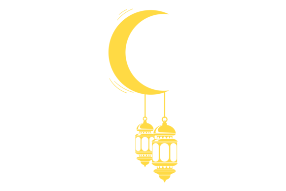 Moon Crescent with Decorative Lanterns Graphics