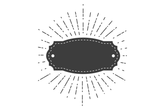Vintage Black Tag with Decorative Burst: Graphics for Local Business Branding