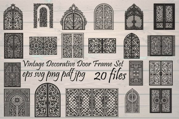 Vintage Decorative Door Frame Bundle: Graphics & Illustrations for Crafters